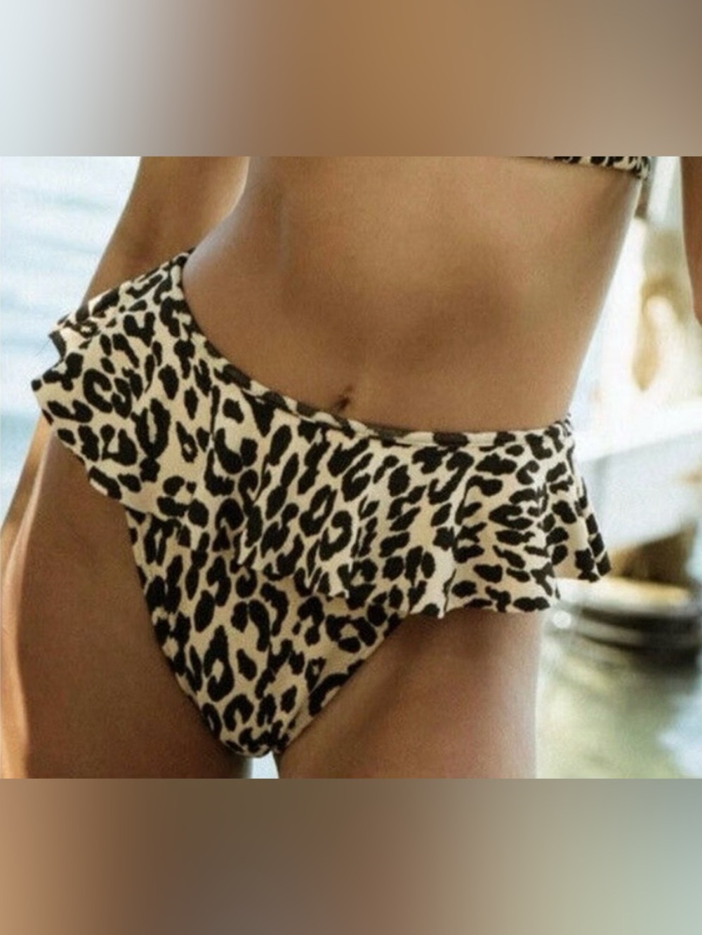 Montce Tamarindo Ruffle Bikini Bottom Leopard Print Size Extra Small